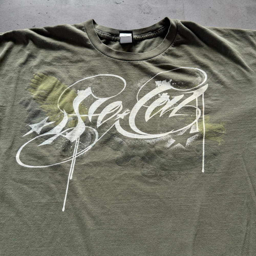 Y2K No Fear SoCal Mens XXL Graphic T-Shirt Olive Green Cotton Streetwear Tee